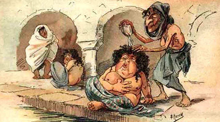 Caricaturas de mujeres en el hammam