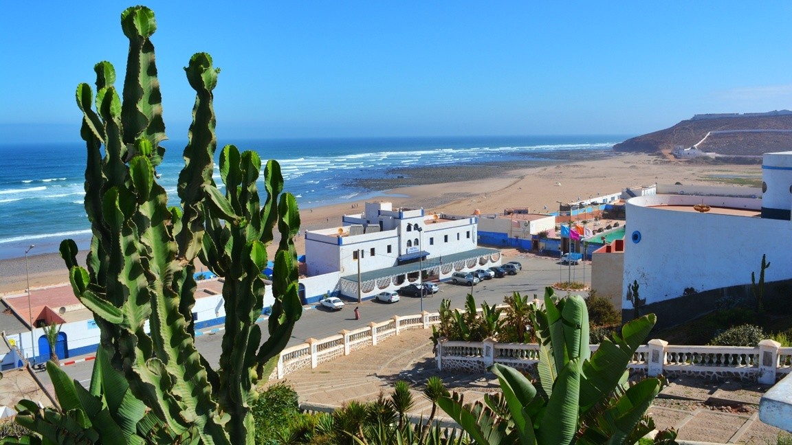 Vista aérea de la playa de Sidi Ifni